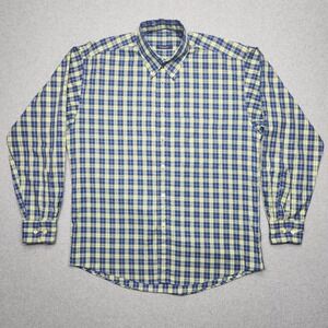 Burberry London Shirt Mens Medium Blue Green Check Plaid Button Down USA Made